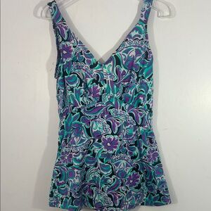 Vintage Maxine of Hollywood skirted swim suit, size 16